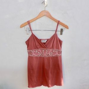 Hand beaded 100% cotton blush Santiki tank top